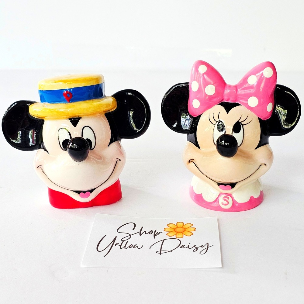 Enesco Disney Mickey & Minnie Mouse Heads Salt & Pepper Shaker Set -‎ M1089